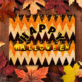 Happy Halloween Pumpkins und Glitzer Zickzack Feiertagspostkarte