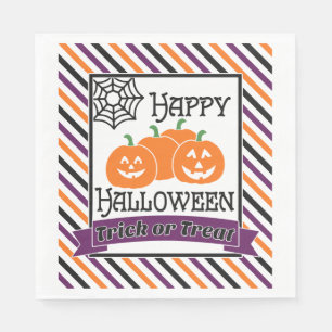 Happy Halloween, Pumpkins und Spiderweb Serviette