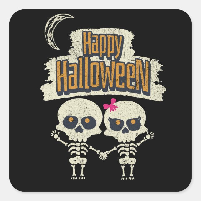 Happy Halloween Quadratischer Aufkleber (Vorderseite)