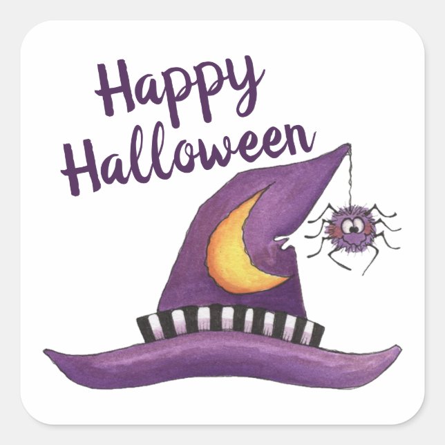 Happy Halloween Quadratischer Aufkleber (Vorderseite)