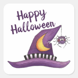 Happy Halloween Quadratischer Aufkleber