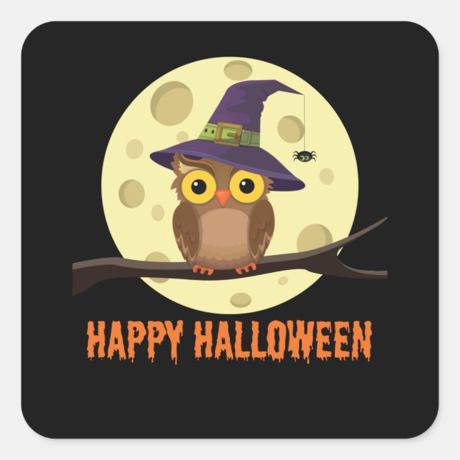 Happy Halloween Quadratischer Aufkleber (Vorderseite)
