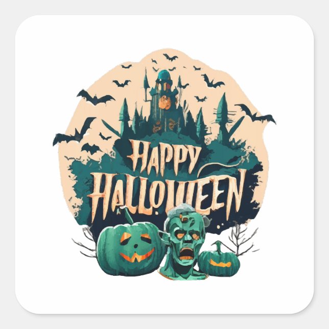 Happy Halloween Quadratischer Aufkleber (Vorderseite)