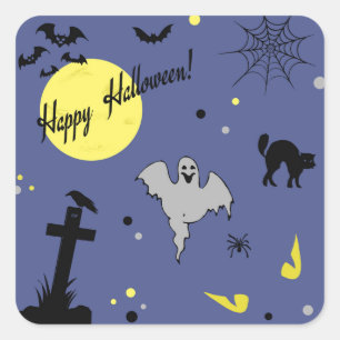 Happy Halloween Quadratischer Aufkleber