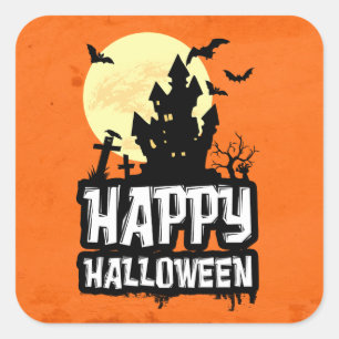 Happy Halloween Quadratischer Aufkleber