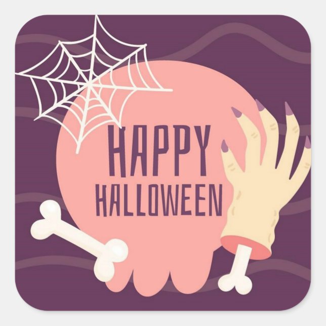 Happy Halloween Quadratischer Aufkleber (Vorderseite)