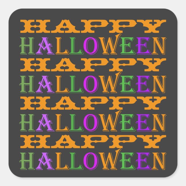 Happy Halloween Quadratischer Aufkleber (Vorderseite)