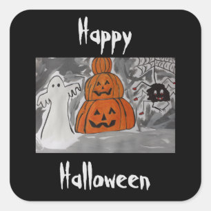 Happy Halloween Quadratischer Aufkleber