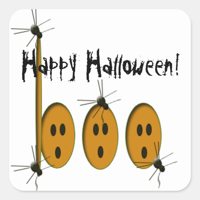 Happy Halloween Quadratischer Aufkleber (Vorderseite)
