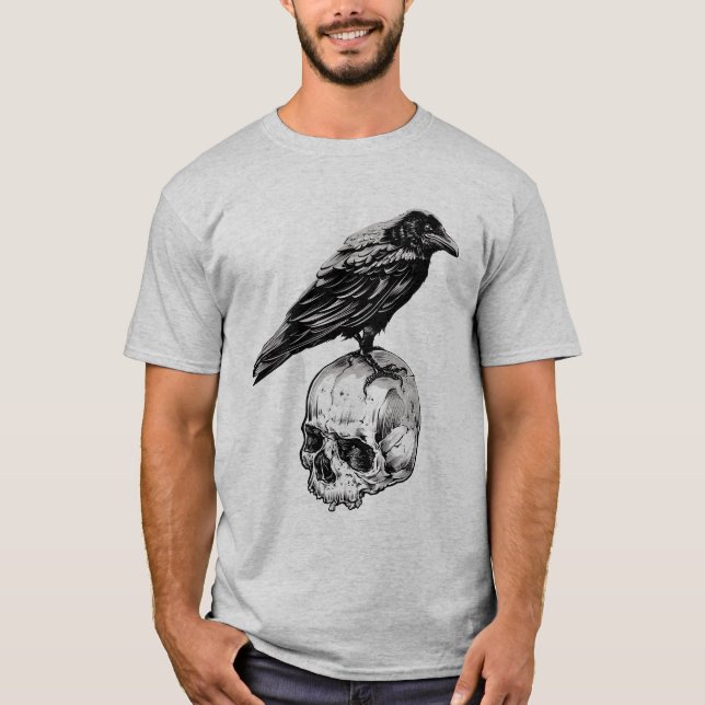 Happy Halloween | Rabe Crow & Skull T-Shirt (Vorderseite)