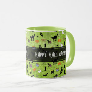 "Happy Halloween" Random Iconic Muster Grüne Tass Tasse