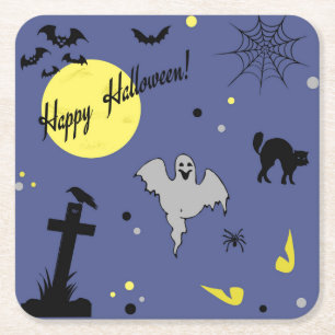 Happy Halloween Rechteckiger Pappuntersetzer