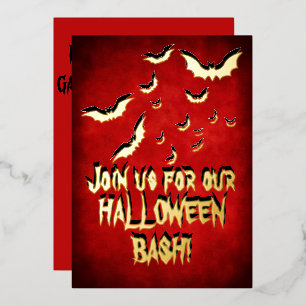 Happy Halloween Red Black Gold Folieneinladung