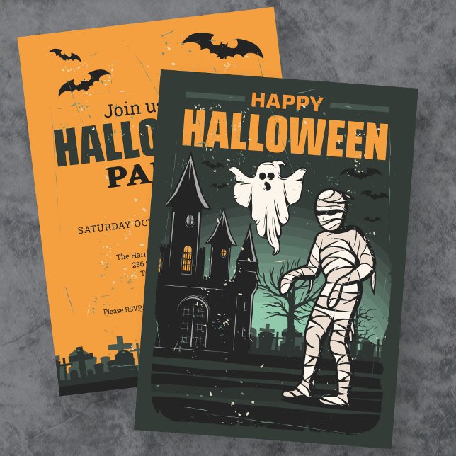 Happy Halloween Retro Party Einladung (Von Creator hochgeladen)