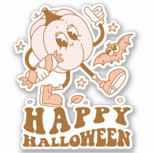 Happy Halloween  Retro Polka Dot Pumpkin Aufkleber
