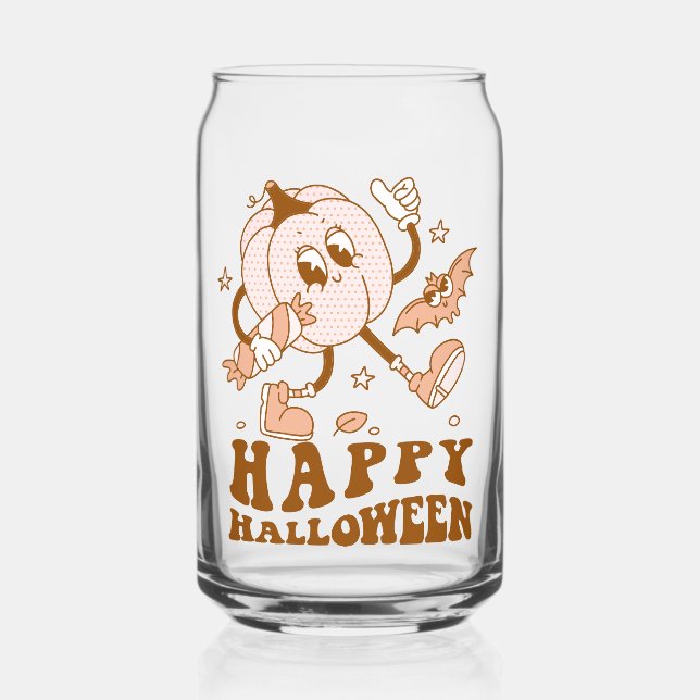 Happy Halloween| Retro Polka Dot Pumpkin Dosenglas (Vorderseite)