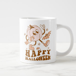 Happy Halloween  Retro Polka Dot Pumpkin Jumbo-Tasse