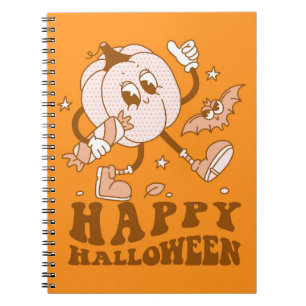 Happy Halloween Retro Polka Dot Pumpkin Notizblock