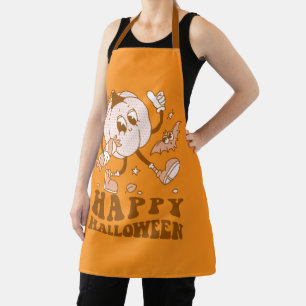 Happy Halloween  Retro Polka Dot Pumpkin Schürze