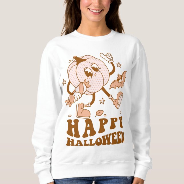 Happy Halloween| Retro Polka Dot Pumpkin Sweatshirt (Vorderseite)
