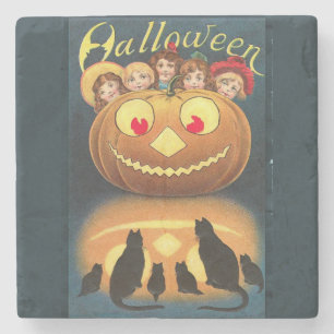 Happy Halloween Retro Poste Steinuntersetzer