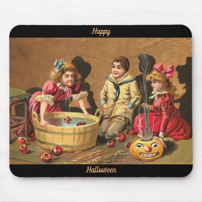 Happy Halloween Retro Poster Mousepad (Vorne)