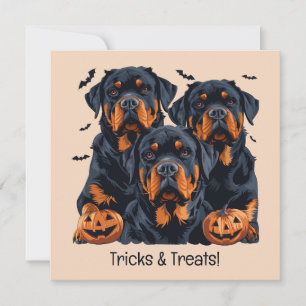 Happy Halloween Rottweiler Hunde Kürbislaterne Einladung