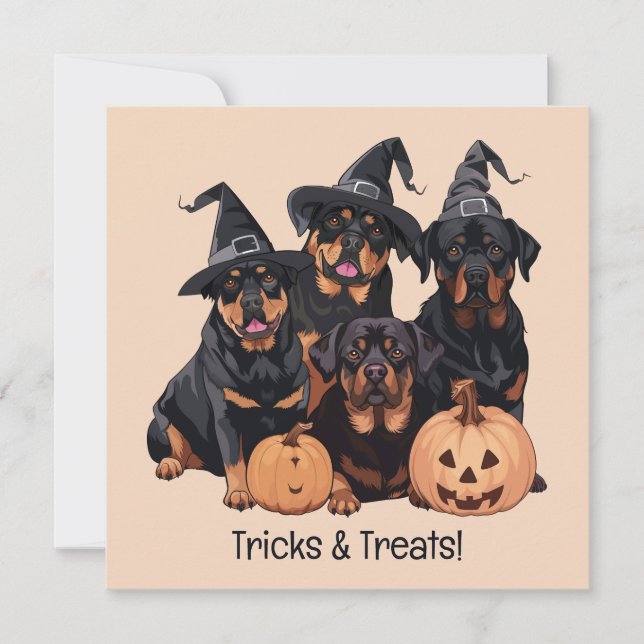 Happy Halloween Rottweiler Hunde Kürbislaterne Einladung (Vorderseite)