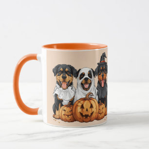 Happy Halloween Rottweiler Hunde Kürbislaterne Tasse