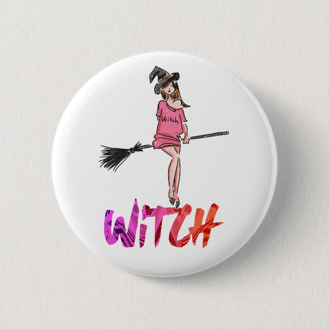 Happy Halloween Rotzen auf Broom Button (Vorderseite)
