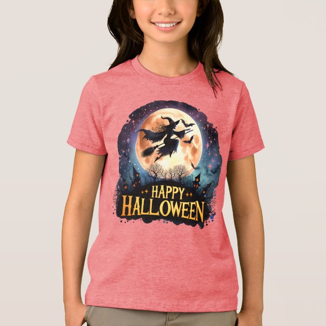 Happy Halloween - Rotzunge auf dem Broom Tri-Blend Shirt (Vorderseite)