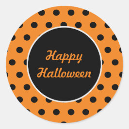 Happy Halloween Round Stickers (Orange & Black)
