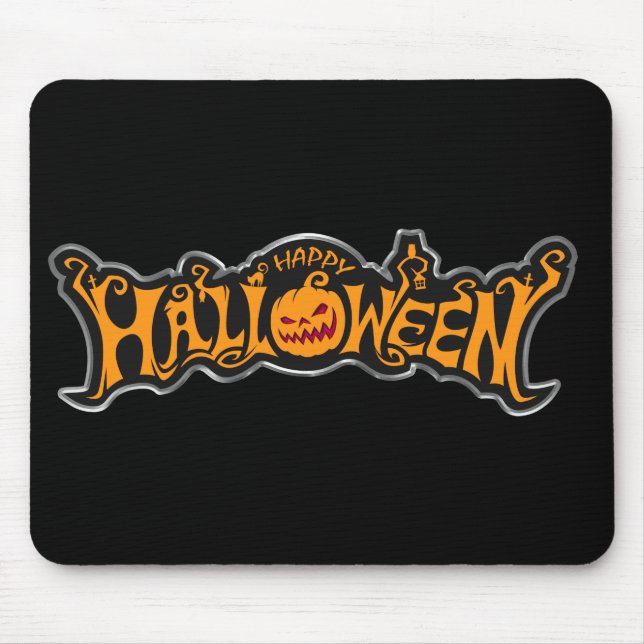 Happy Halloween Ruby Eye Pumpkin Silver Frame Mousepad (Vorne)