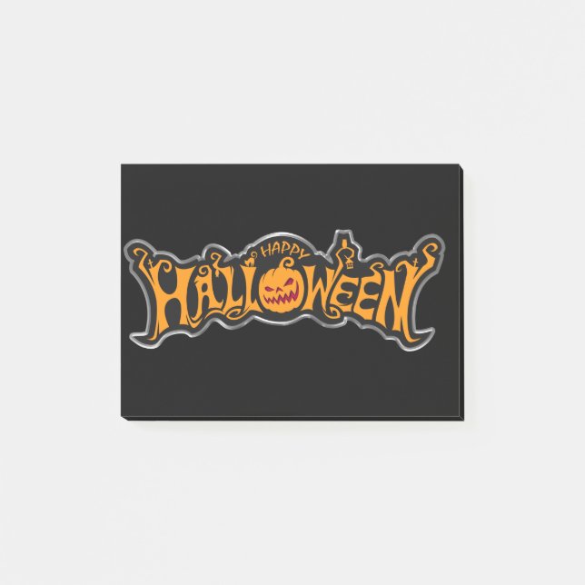 Happy Halloween Ruby Eye Pumpkin Silver Frame Post-it Klebezettel (Vorderseite)