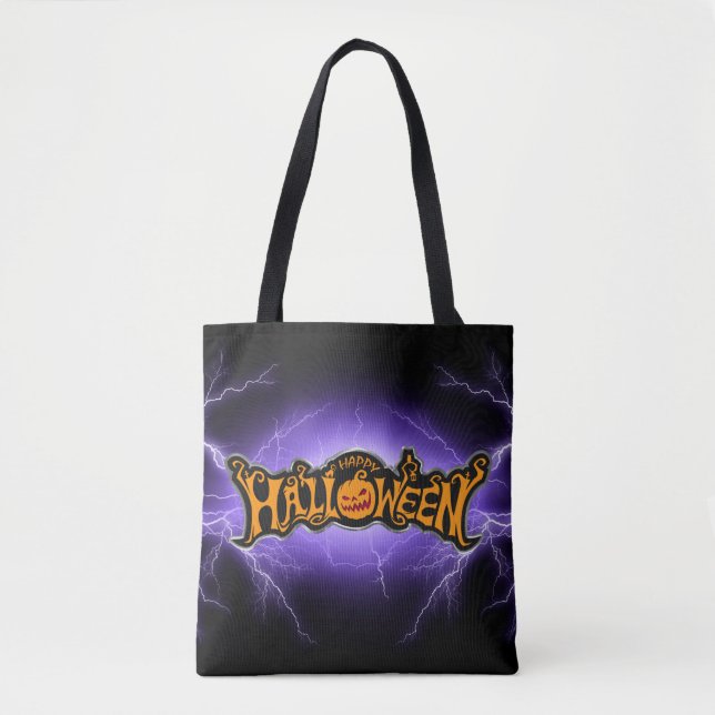 Happy Halloween Ruby Mit Augen Pumpkin Lila Blitz Tasche (Vorderseite)