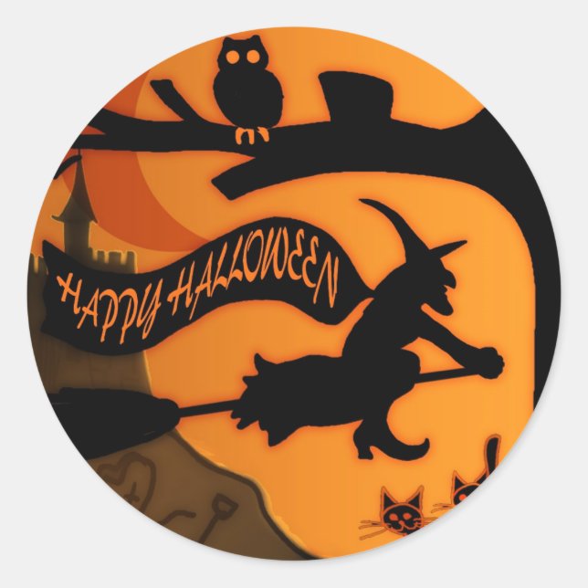Happy Halloween Runder Aufkleber (Vorderseite)