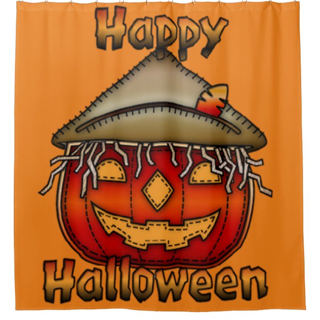Happy Halloween Scarecrow Jack Duschvorhang (Vorderseite)