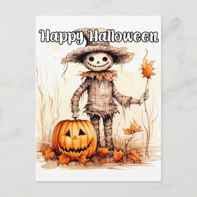 Happy Halloween Scarecrow Postkarte (Vorderseite)