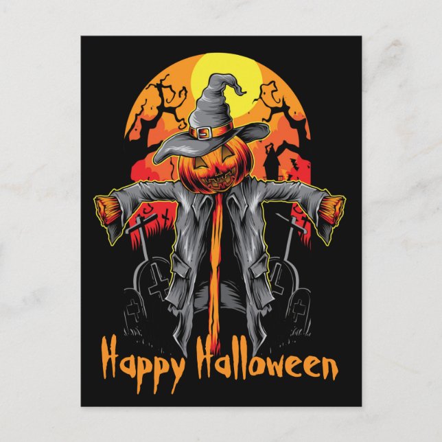 Happy Halloween Scarecrow Postkarte (Vorderseite)