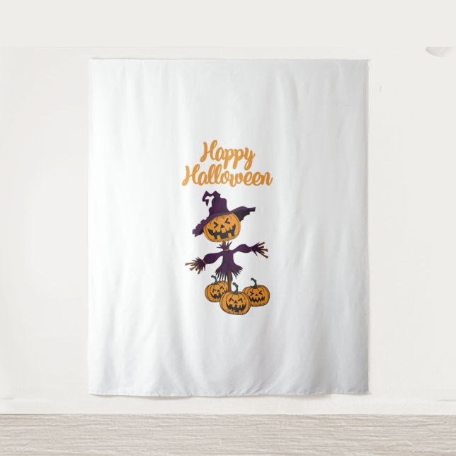 Happy Halloween Scarecrow Wandteppich (Vorderseite)