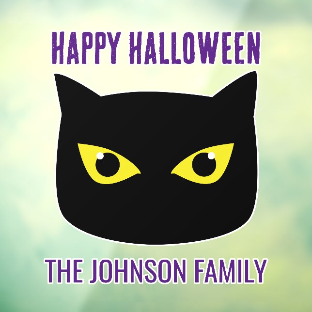 Happy Halloween schwarz Katzengelbe Augen Familien Fensteraufkleber (Blatt 3)
