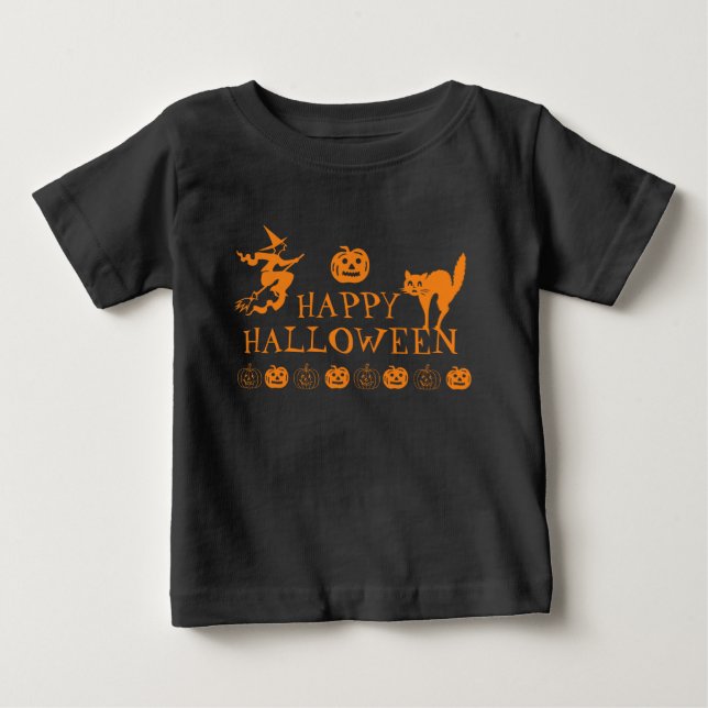 Happy Halloween Schwarz-Orange-Baby Baby T-shirt (Vorderseite)
