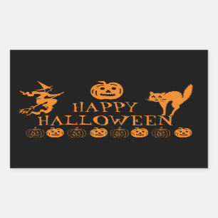 Happy Halloween Schwarz-Orange-Einrichtung Rechteckiger Aufkleber