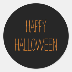Happy Halloween schwarz-orange spukhaft handschrif Runder Aufkleber