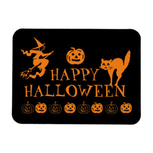 Happy Halloween schwarz-orangefarbenes Leckerbisse Magnet