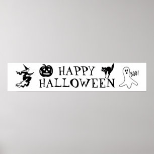 Happy Halloween Schwarz-Weiß-Poster Poster