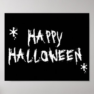 Happy Halloween Schwarz-weiße beängstigende Typogr Poster