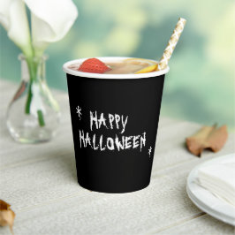 Happy Halloween Schwarz-weiße leckere Typografie Pappbecher