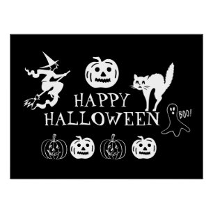Happy Halloween Schwarz-weiße Leckerei Poster