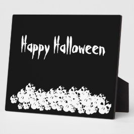 Happy Halloween Schwarz-weiße Skelettknödel Fotoplatte